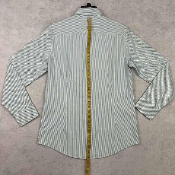 Mizzen Main Leeward Dress Shirt Mens Medium Trim Nile Blue Stripe Button Down - Picture 7 of 11